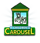 Children's carousel logo featuring a stylized horse and vibrant colors, representing family-friendly entertainment and community engagement.
