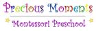 Logo of Precious Moments Montessori Preschool, showcasing colorful text and playful design, relevant to FairBloom Marketing's client success in early childhood education marketing.